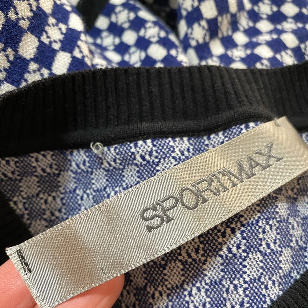 Sportmax long sleeve jacquard stretch knit sweater dress Sz L - Picture 5 of 11